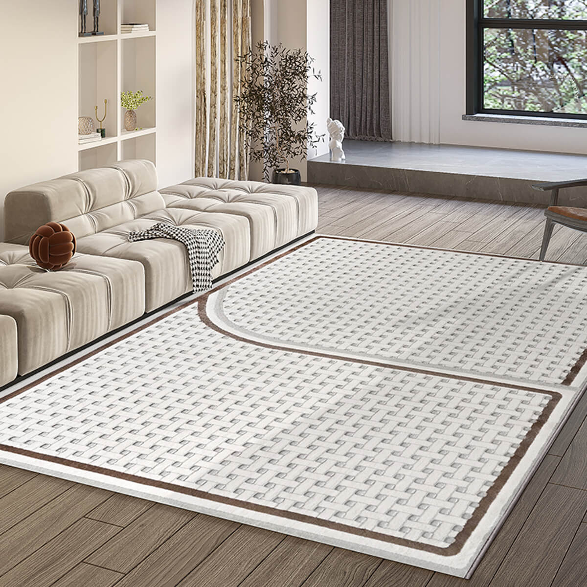 定番北欧風3Dデザインのウィルトン織カーペット（Square）