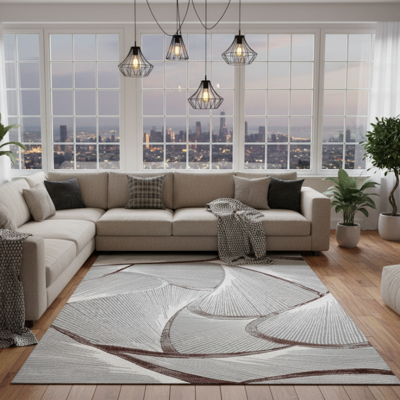 定番北欧風3Dデザインのウィルトン織カーペット（Mosaic Bloom）