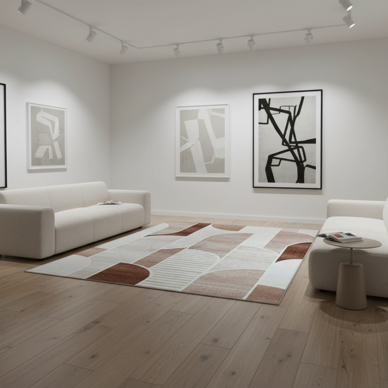 定番北欧風3Dデザインのウィルトン織カーペット（Mosaic Bloom）