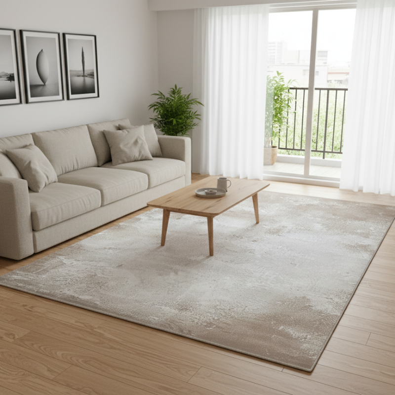 定番北欧風3Dデザインのウィルトン織カーペット（Erhai Blue）