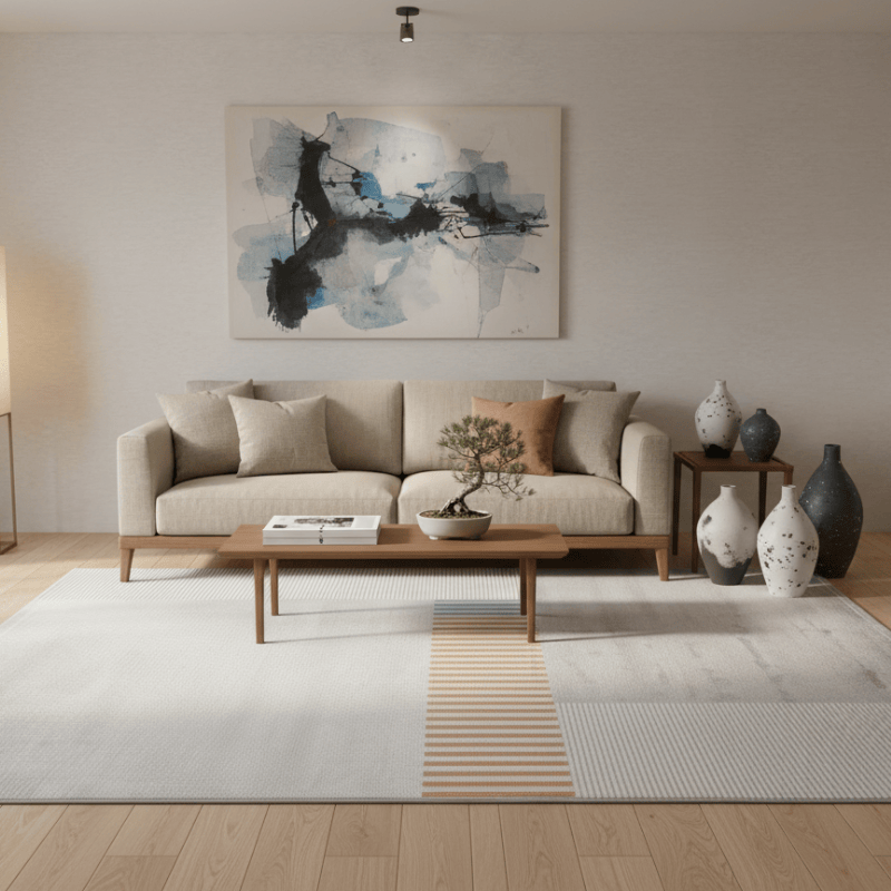 定番北欧風3Dデザインのウィルトン織カーペット（Pure Yang）