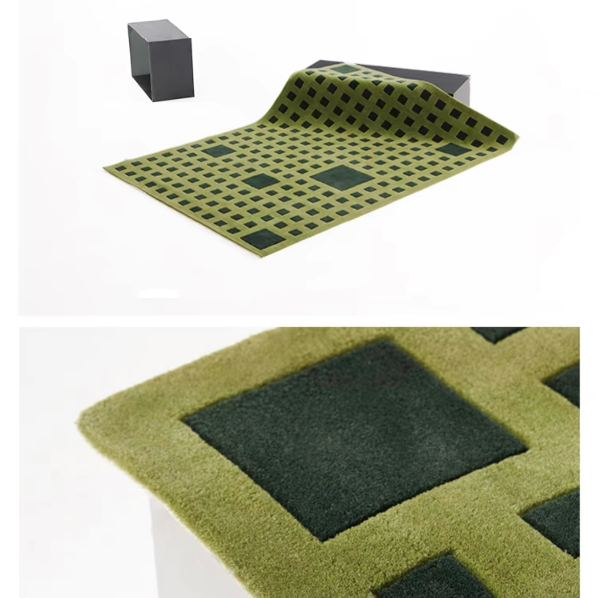 高級手作りタフティングガン刺しカーペット（Green Square）